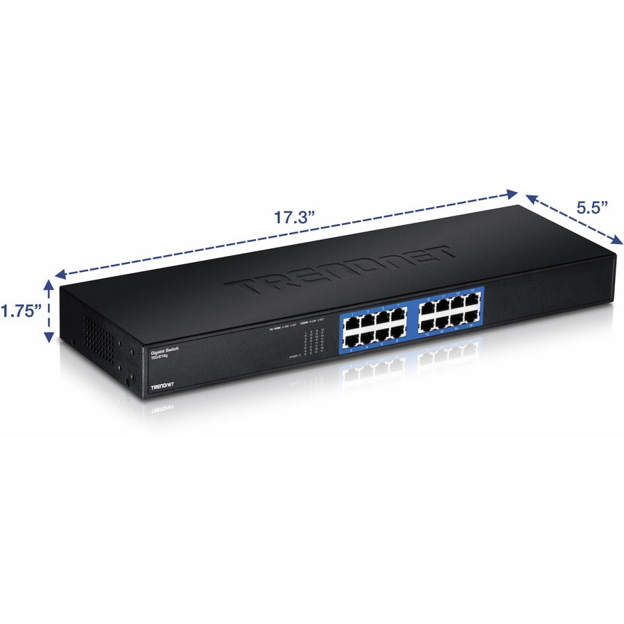 TRENDnet TEG-S16g 16-Port Unmanaged Gigabit GREENnet Switch - Ethernet Switch