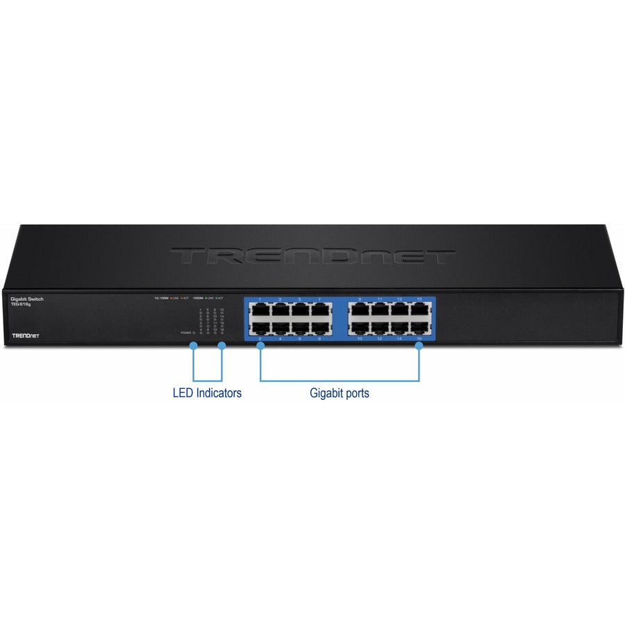 TRENDnet TEG-S16g 16-Port Unmanaged Gigabit GREENnet Switch - Ethernet Switch