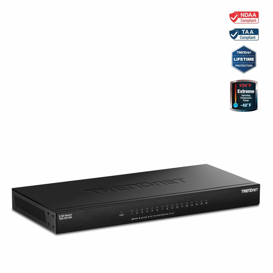 TRENDnet TEG-S3160 16-Port Unmanaged 2.5G Desktop Network Ethernet Switch