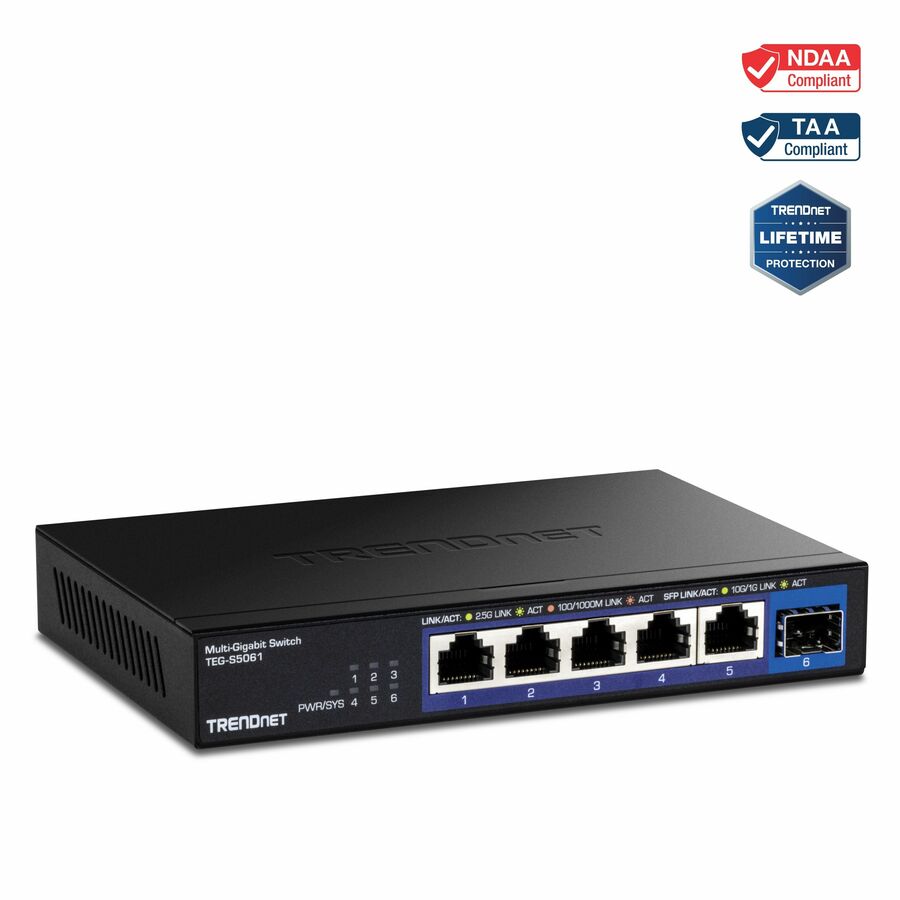 TRENDnet TEG-S5061 6-Port 2.5G Unmanaged Switch with 10G SFP+ Port