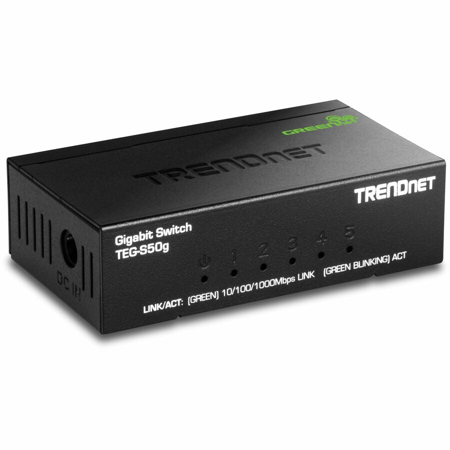 TRENDnet TEG-S50G 5-Port Mini Gigabit Switch - GREENnet Technology - Black