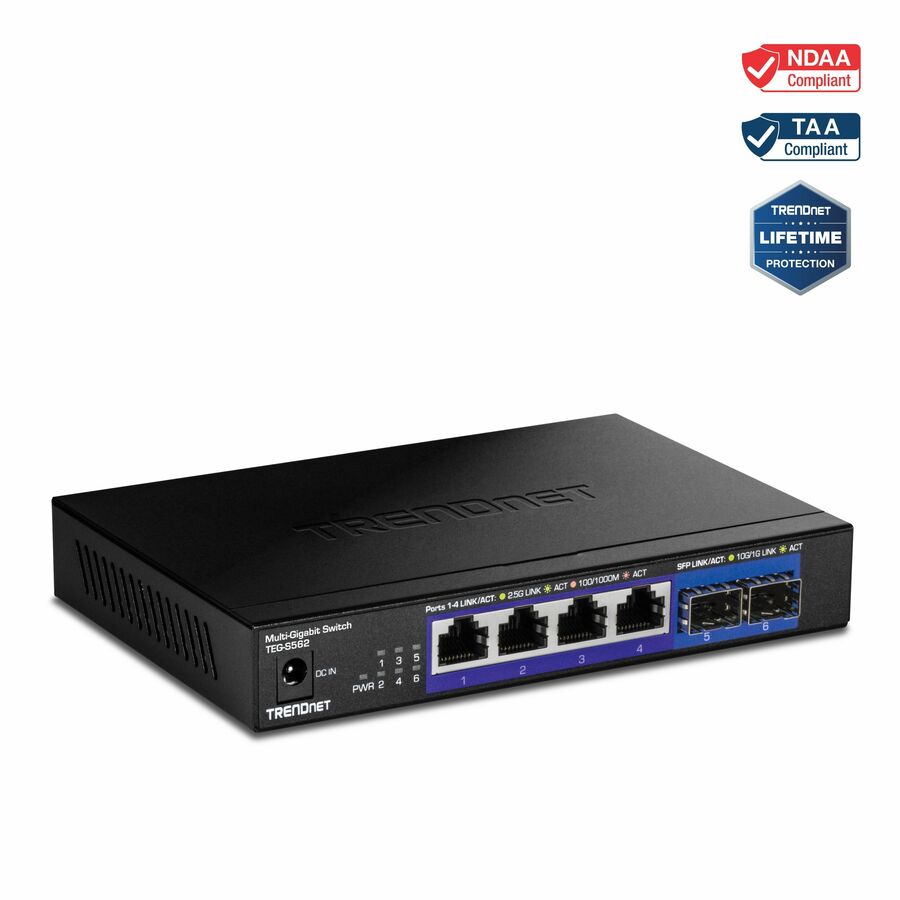 TRENDnet TEG-S562 6-Port Unmanaged Multi-Gig Switch - Ethernet Switch - Black