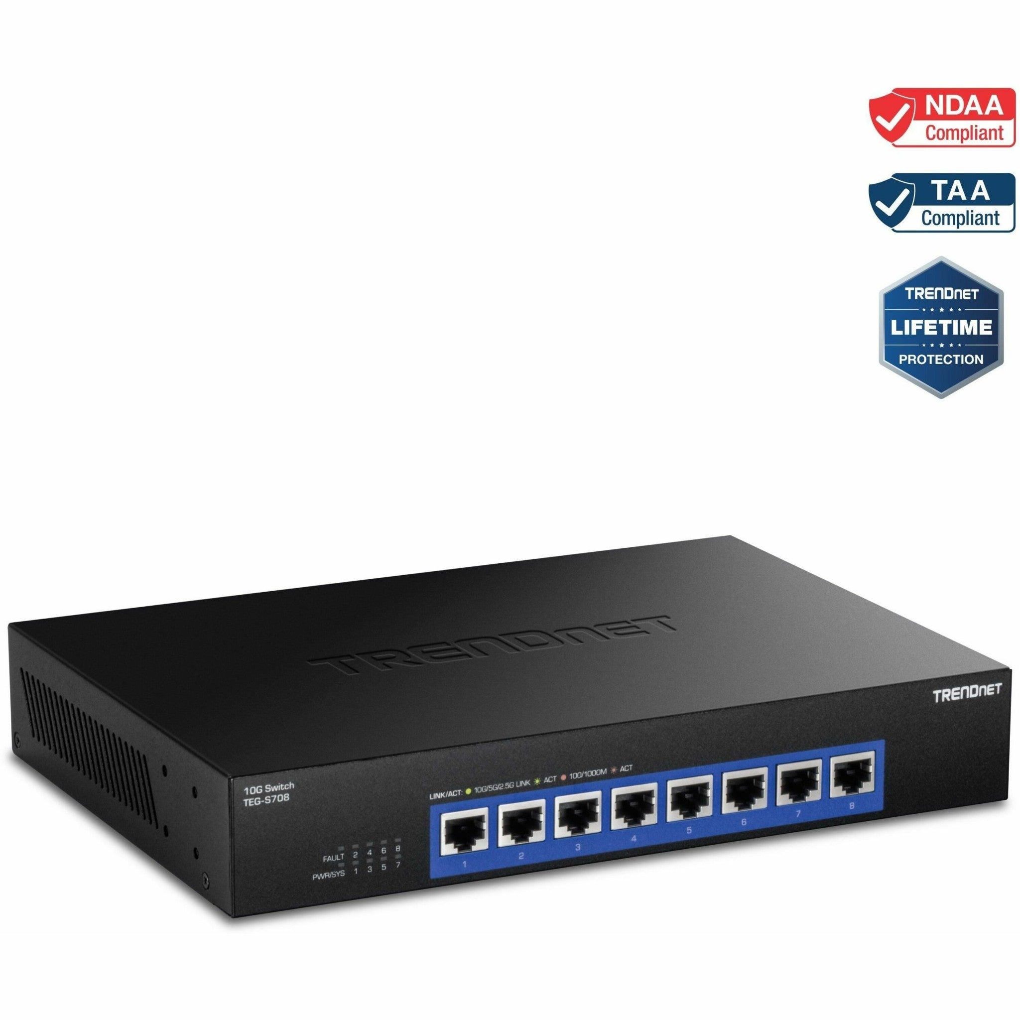 TRENDnet TEG-S708 8-Port 10G Switch - 8 x 10G RJ-45 Ports, 160Gbps