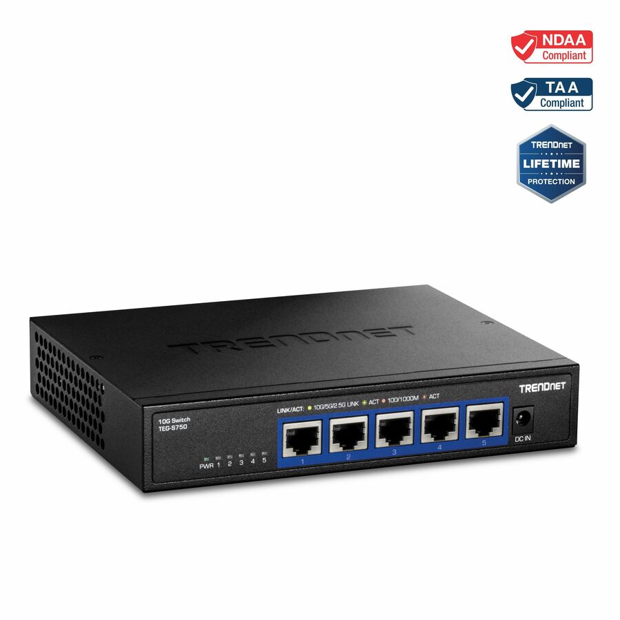TRENDnet TEG-S750 5 Port 10G Switch - Ethernet Switch - Black