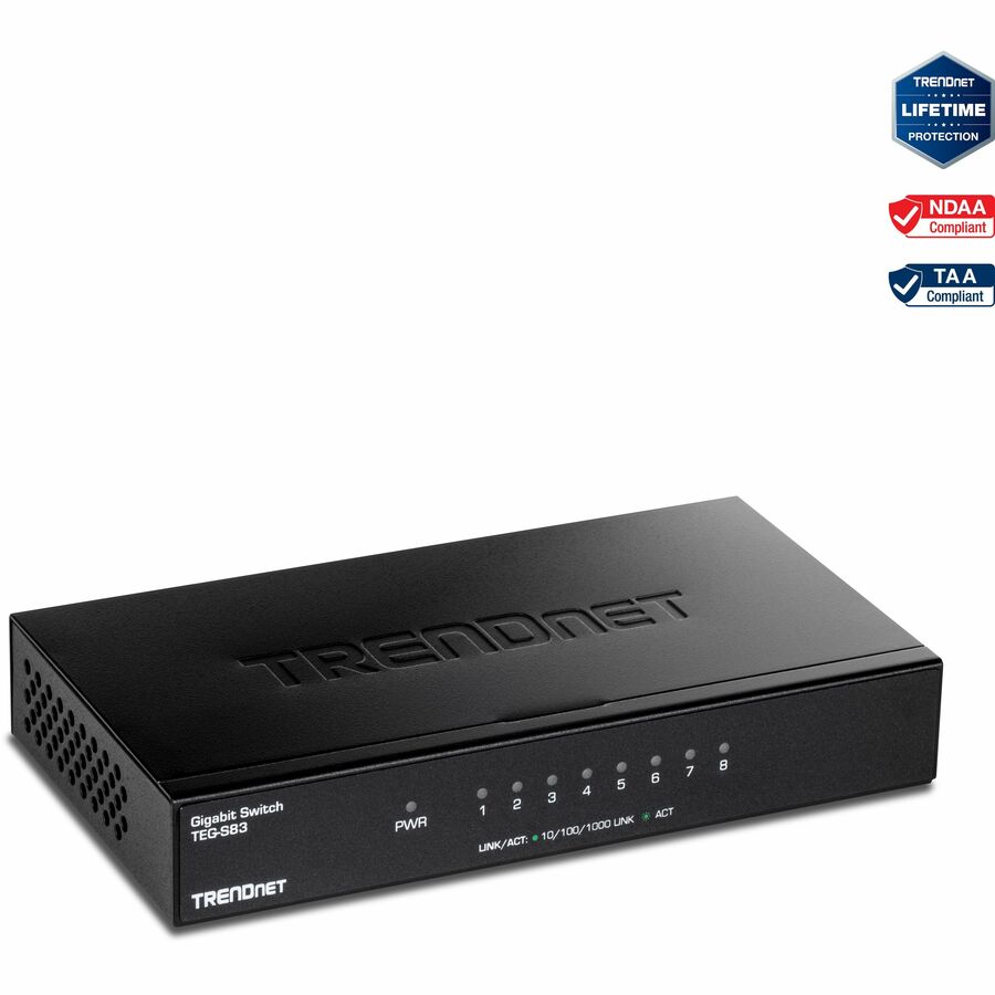 TRENDnet TEG-S83 8-Port Gigabit Desktop Switch - Gigabit Ethernet - 1000Base-T