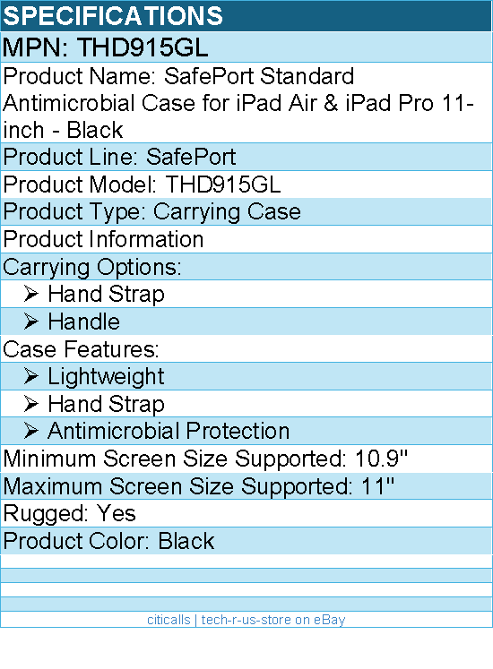 Targus THD915GL SafePort Standard Antimicrobial Case for iPad Air 10.9-inch