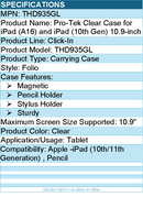 Targus THD935GL Pro-Tek Clear Case for iPad (A16) and iPad (10th gen.) 10.9-inch