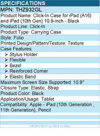Targus THZ932GL Click-In Case for iPad (A16) and iPad (10th gen.) 10.9-inch