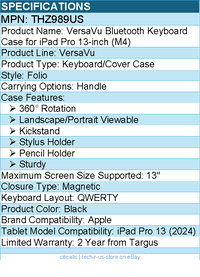 Targus THZ989US VersaVu Bluetooth Keyboard Case for iPad Pro 13-inch (M5/M4)