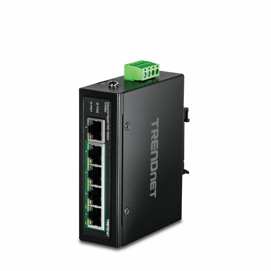 TRENDnet TI-PG50 5-Port Industrial Gigabit PoE+ DIN-Rail Switch