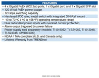 TRENDnet TI-PG541 5-Port Hardened Industrial Gigabit PoE+ DIN-Rail Switch, 120W