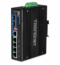 TRENDnet TI-UPG62 6-Port Hardened Industrial Gigabit Ultra PoE DIN-Rail Switch