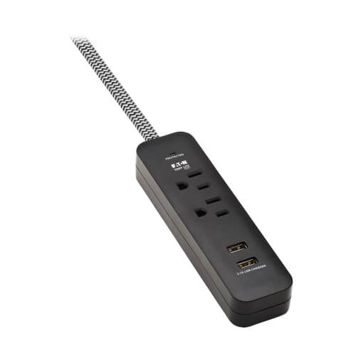 Eaton TLP206USB 2-Outlet Surge Protector with 2 USB Ports (2.1A Shared)