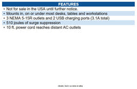 Eaton TLP310USBS Protect It! 3-Outlet Surge Protector with Mounting Brackets
