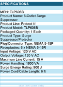 Eaton Tripp Lite Series TLP606B Protect It! 6-Outlet Surge Protector - 6 ft