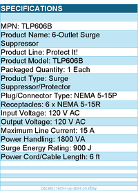 Eaton Tripp Lite Series TLP606B Protect It! 6-Outlet Surge Protector - 6 ft
