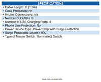 Eaton TLP664USBB 6-Outlet Surge Protector with 4 USB Ports (4.2A Shared)