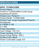 Eaton Tripp Lite Series TLP864USBB 8-Outlet Surge Protector with 4 USB Ports