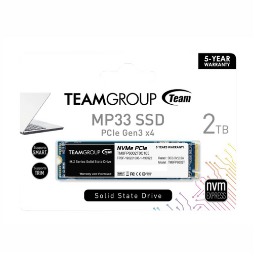 Teamgroup TM8FP6002T0C101 2TB MP33 PCIe 3.0 x4 M.2 2280 NVMe NAND Internal SSD