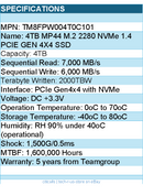 TEAMGROUP TM8FPW004T0C101 SSD - 4TB MP44 M.2 2280 NVMe 1.4 PCIE GEN 4X4 Retail