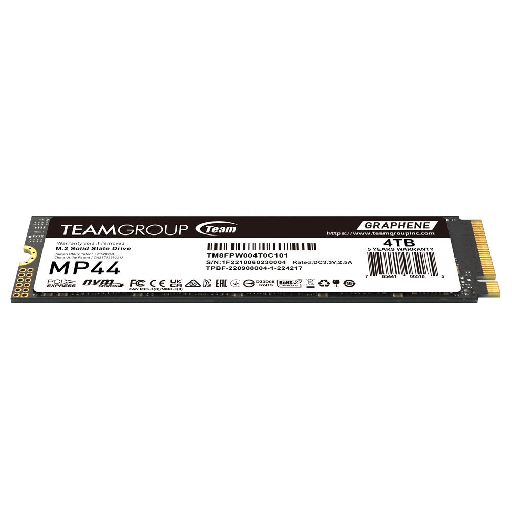 TEAMGROUP TM8FPW004T0C101 SSD - 4TB MP44 M.2 2280 NVMe 1.4 PCIE GEN 4X4 Retail