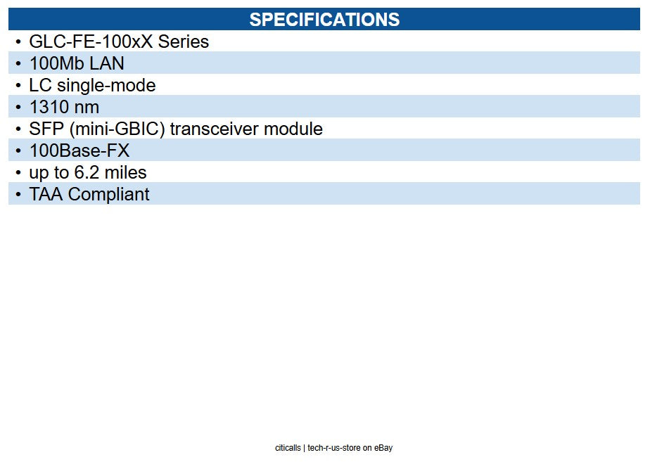 Transition Networks TN-GLC-FE-100LX-RGD TRANSCEIVER- SFP, CC, 100BASE-FX, 155M,