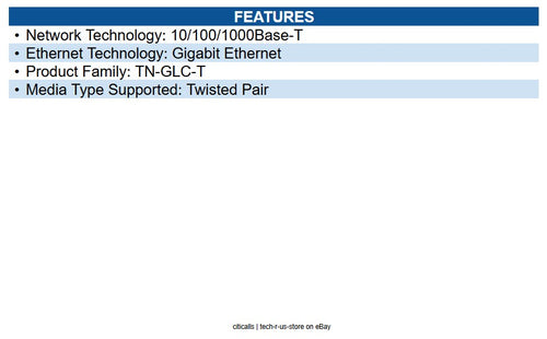 Transition Networks TN-GLC-T-MG SFP (mini-GBIC) Module for Data Networking