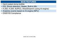 Hanwha TNV-C8014RM 5MP IR Mobile AI Vandal Camera