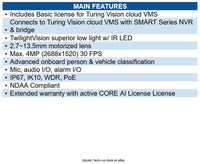 Turing Video TP-MVD4MV2 SMART Series TwilightVision 4MP Zoom Turret IP Camera