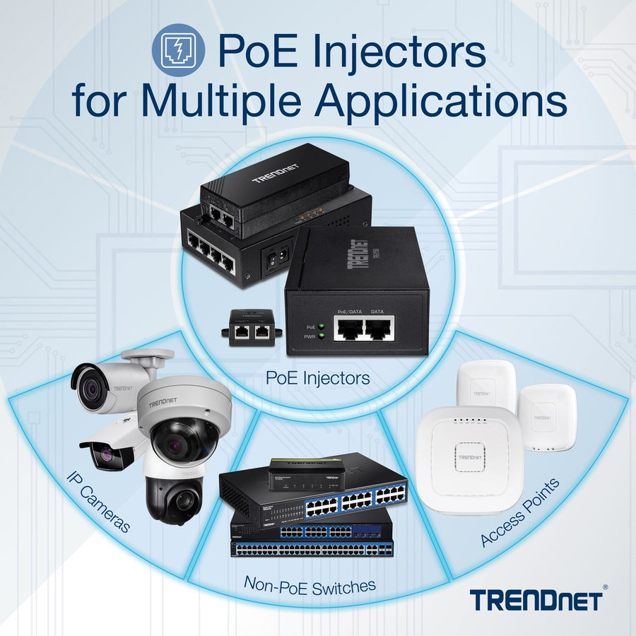 TRENDnet TPE-119GI Gigabit PoE++ Injector - 95 W - Wall Mountable - Black
