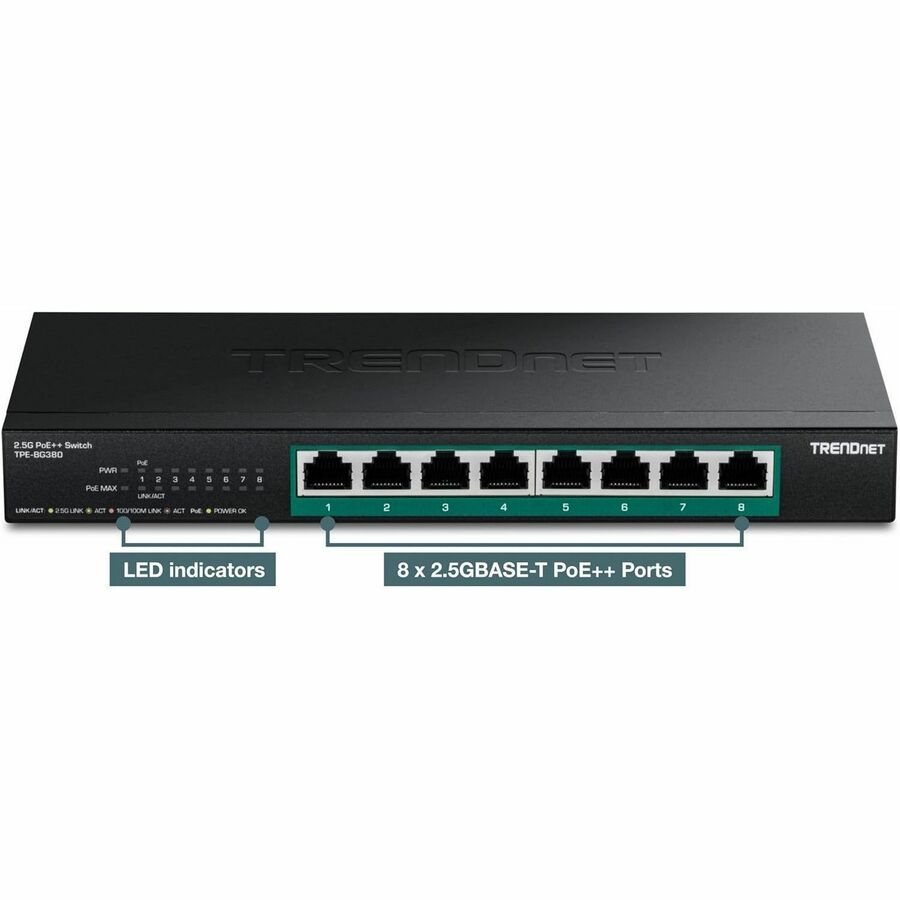 TRENDnet TPE-BG380 8 Port 2.5G PoE++ Switch - Ethernet Switch