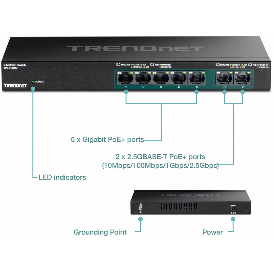 TRENDnet TPE-TG327 7 Port Multi Gig PoE+Switch