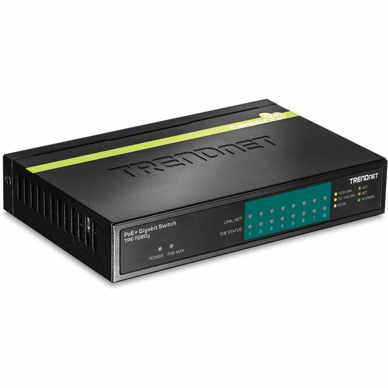 TRENDnet TPE-TG80G 8-Port Gigabit PoE+ Switch 123W PoE Power Budget, 16 Gbps