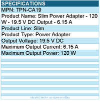 HPI TPN-CA19 Slim Power Adapter - 120 W - 19.5 V DC Output - 6.15 A