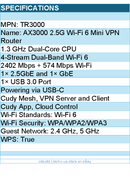 Cudy TR3000 AX3000 2.5G Wi-Fi 6 Router with USB Dual-Band Retail