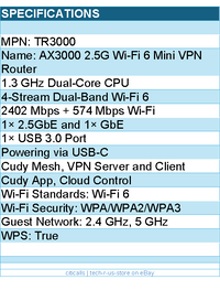 Cudy TR3000 AX3000 2.5G Wi-Fi 6 Router with USB Dual-Band Retail