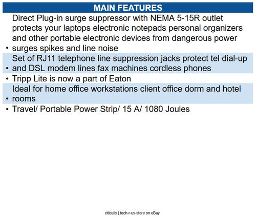 Eaton TRAVELCUBE Protect It! 1-Outlet Portable Surge Protector, Direct Plug-In