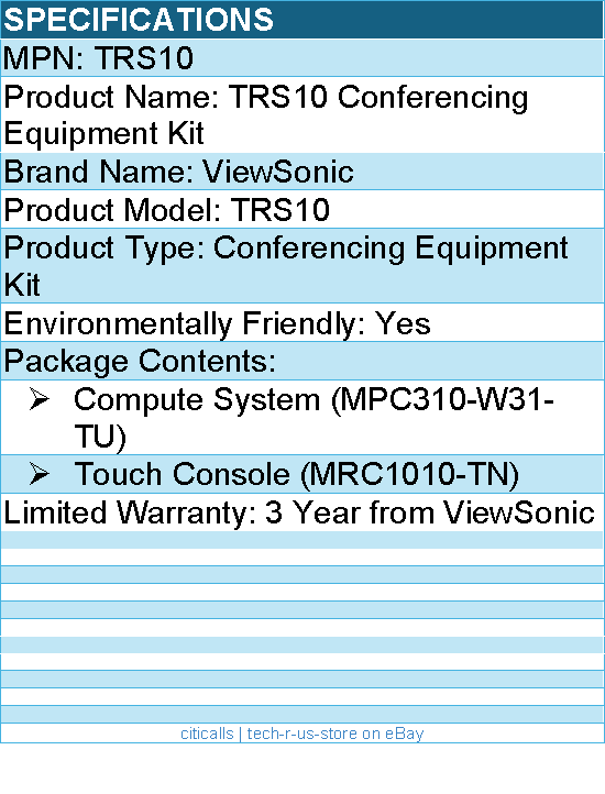 ViewSonic TRS10 TeamJoin Bundle Certified for Microsoft Teams Rooms