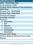Adesso TRUFORM P300 Memory Foam Keyboard Wrist Rest - Rubber, Fiber - Black