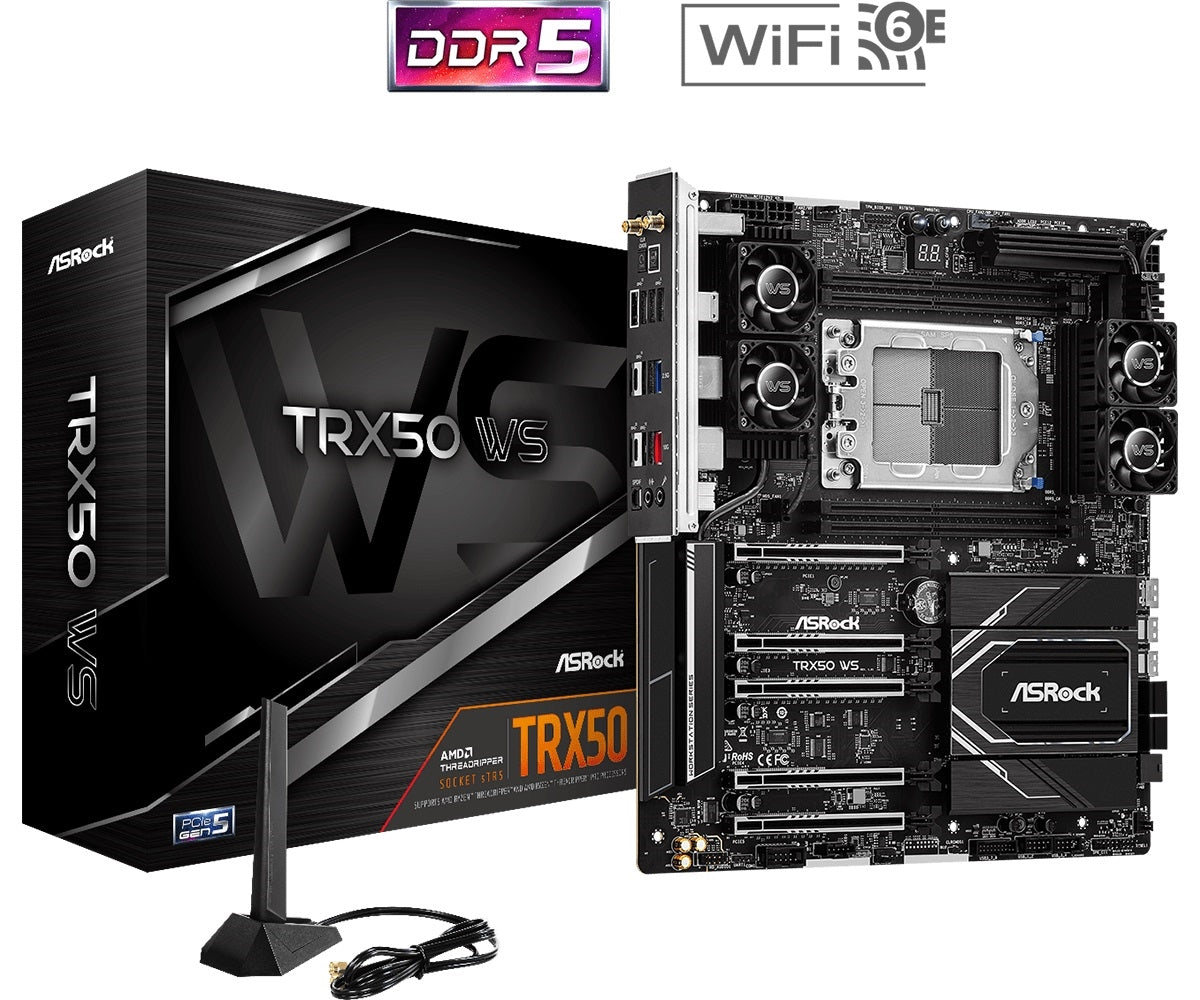 ASRocK TRX50 WS Motherboard - AMD TRX50 Socket sTR5 Max1TB DDR5 PCIe EATX Retail