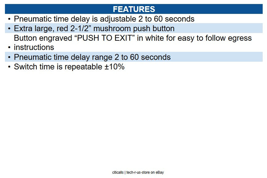 HES TS-60 Request to Exit Station with Pneumatic Timer, 2-1/2" Red Push Button