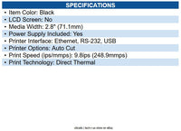 Sewoo TS200SDBKUS SLK-TS200 POS Printer 3" 203DPI 250mm/sec. USB(B type)+Serial