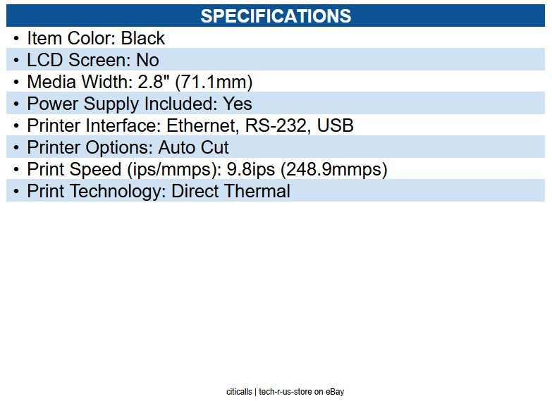 Sewoo TS200SDBKUS SLK-TS200 POS Printer 3" 203DPI 250mm/sec. USB(B type)+Serial