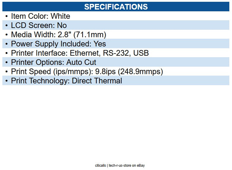 Sewoo TS200SDWHUS SLK-TS200 POS Printer 3" 203DPI 250mm/sec. USB(B type)+Serial