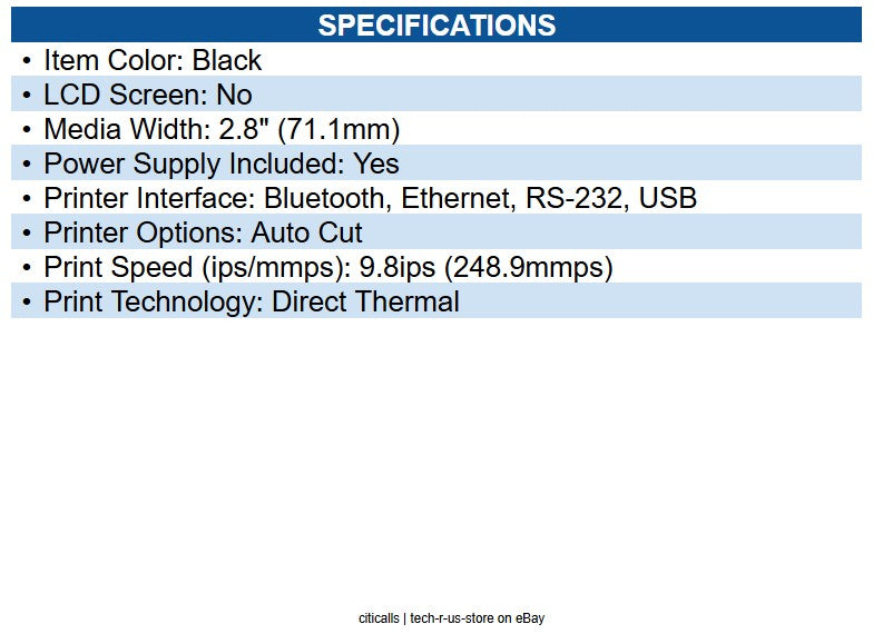 Sewoo TS200WFBKUS SLK-TS200 POS Printer 3" 203DPI 250mm/sec. USB(B type)+Serial