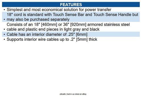 HES TSB-C 18" Door Cord with Stainless-Steel Cable Conduit, Gray/Black