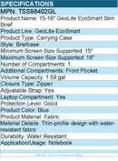 Targus TSS98402GL 15-16" GeoLite EcoSmart Slim Brief - Briefcase
