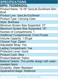 Targus TSS98402GL 15-16" GeoLite EcoSmart Slim Brief - Briefcase