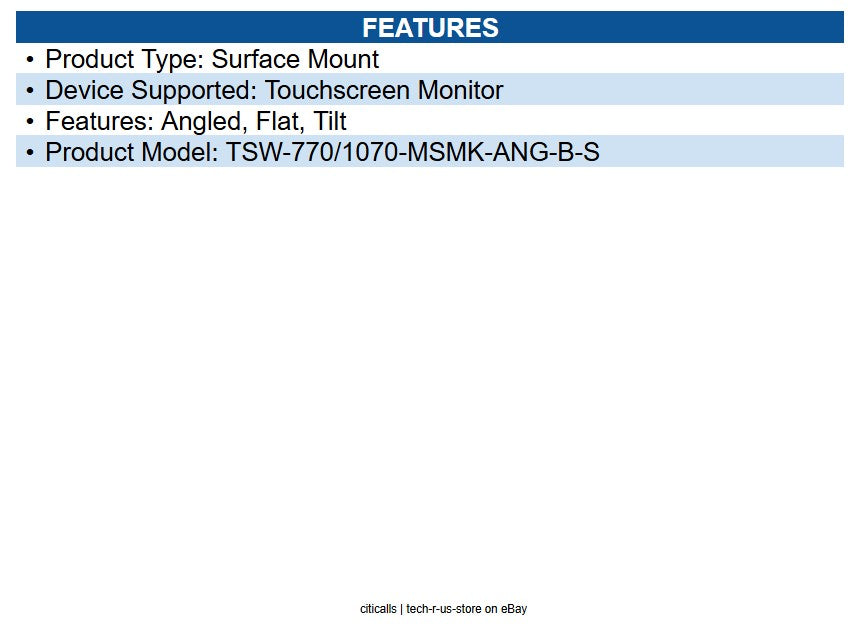 Crestron TSW-770/1070-MSMK-ANG-B-S Surface Mount for Touchscreen Monitor
