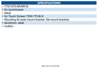 Crestron TSW-770/1070-MUMK-B Mullion Mount Kit 770/1070 Series Black
